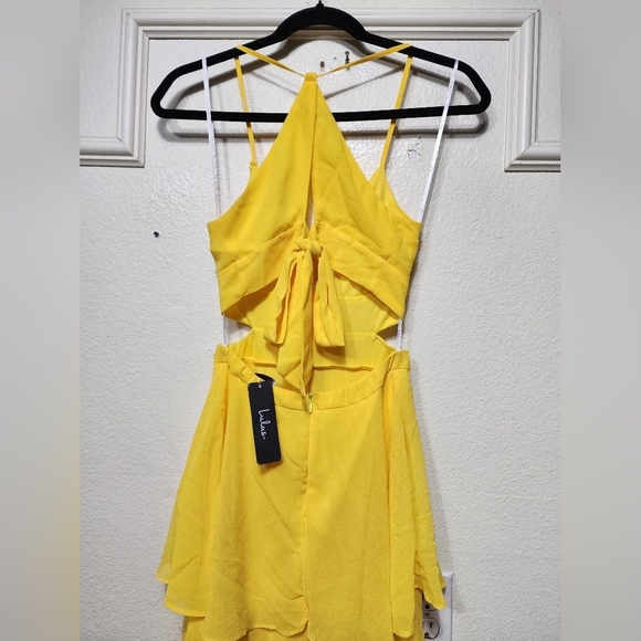 Lulus Tier and Now Yellow Tie-Back Tiered Maxi Dress XS Wedding Party Vacation - Picture 9 of 10